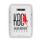 White bag of Kaladi Brothers Coffee with red and black branding on a white background