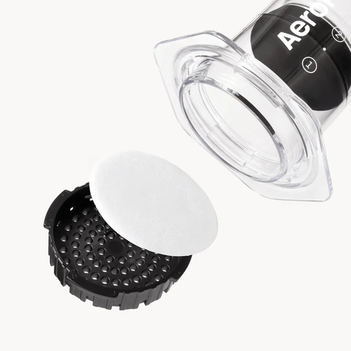 AeroPress filter cap with paper micro-filter