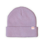 Lavender ribbed knit Kaladi beanie with fold-over cuff