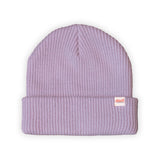 Lavender ribbed knit Kaladi beanie with fold-over cuff