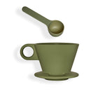 Olive green Dwell ceramic dripper kit with matching scoop