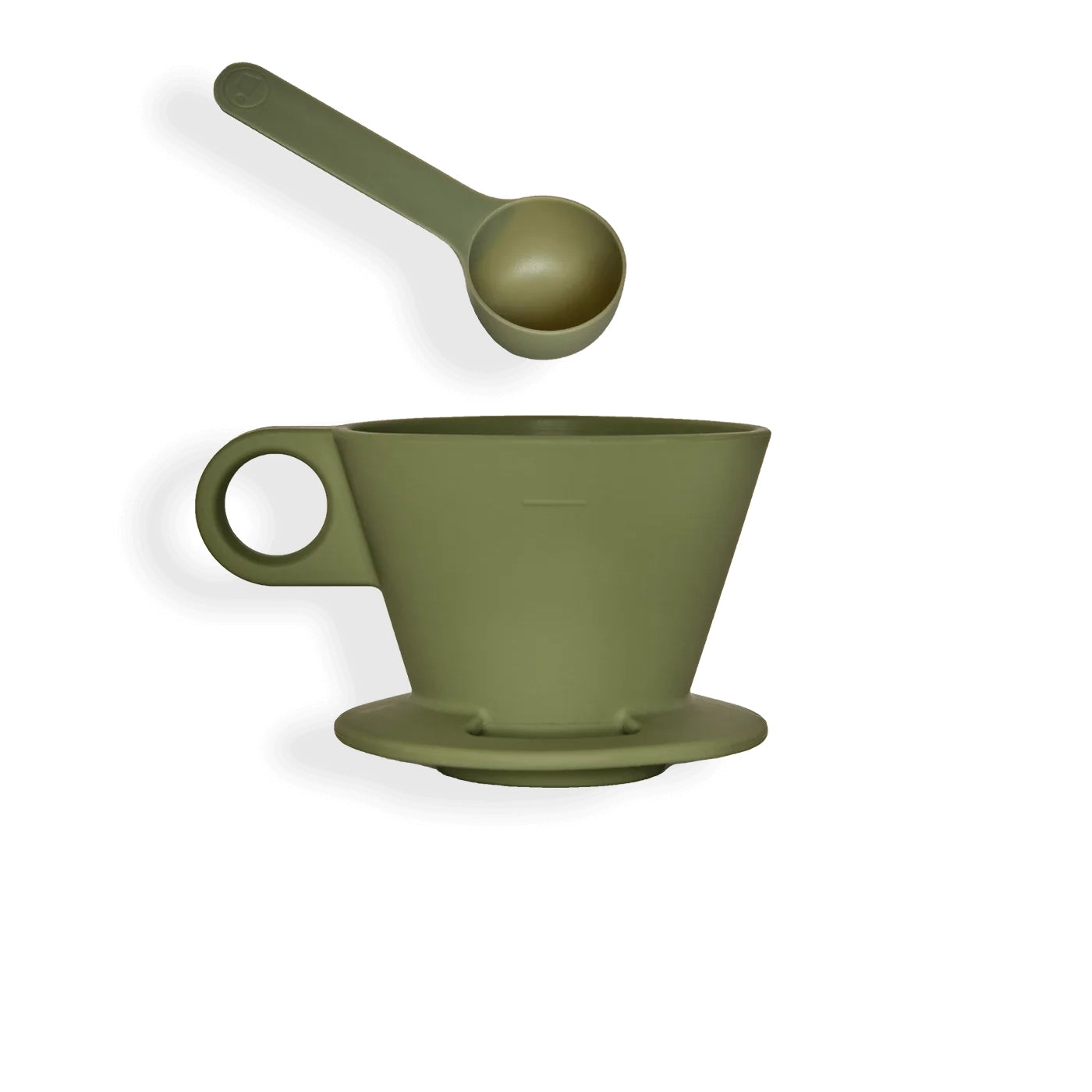 Olive green Dwell ceramic dripper kit with matching scoop