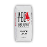 French Decaf 1lb bag — white Kaladi Brothers Coffee bag with red goat logo