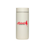 Sandstone white MiiR 12oz 360 Traveler with red Kaladi script
