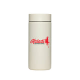 Sandstone white MiiR 12oz 360 Traveler with red Kaladi script