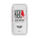 Kaladi Cafe blend 1lb bag — white Kaladi Brothers Coffee bag with red goat logo