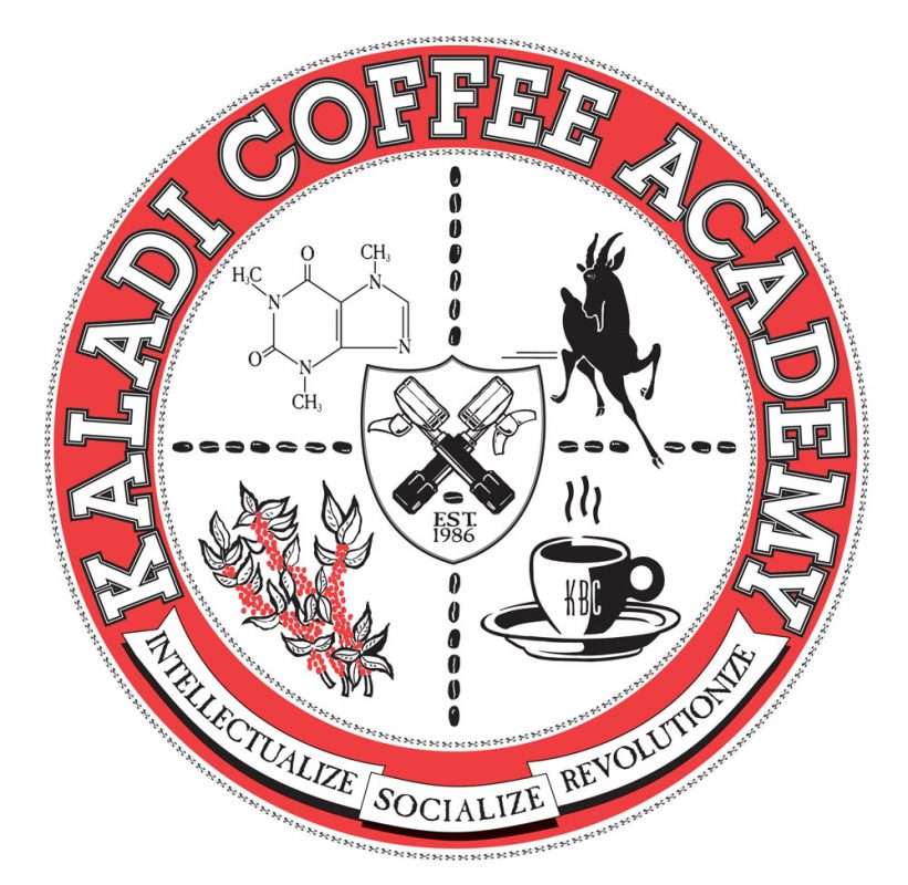 Kaladi Coffee Academy crest logo — Intellectualize, Socialize, Revolutionize