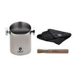 Lelit cylindrical knock box with brush and mat