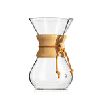 Six Cup Classic Chemex glass brewer with wood collar