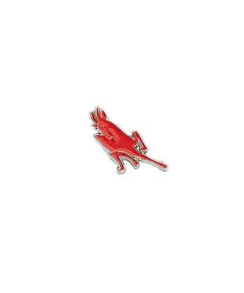 Kaladi Brothers Coffee A Red Goat Enamel Pin with a devil on it.